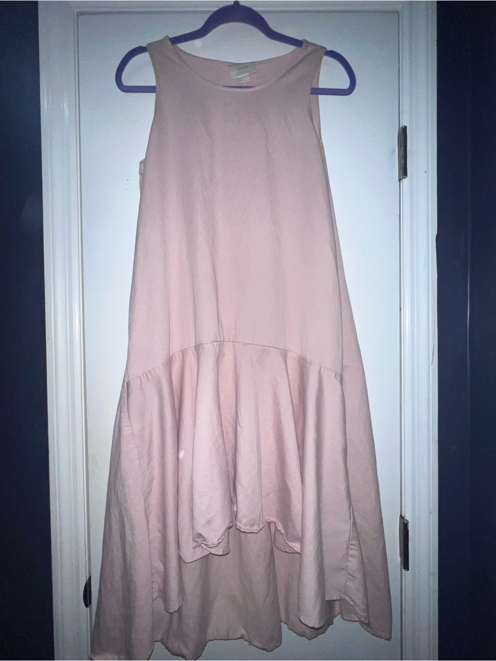 Anthropologie Blush Pink Sleeveless Tiered Midi Dress
